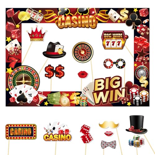 Qpout Casino Photo Booth Requisiten mit Papierrahmen, lustige Las Vegas Poker Thema Selfie Requisiten Kit für Casino Night Club Poker Spiel Geburtstagsfeier Gastgeschenke Dekorationen Qpout Casino Photo Booth Requisiten mit Papierrahmen, lustige Las Vegas Poker Thema Selfie Requisiten Kit für Casino Night Club Poker Spiel Geburtstagsfeier Gastgeschenke Dekorationen von Qpout