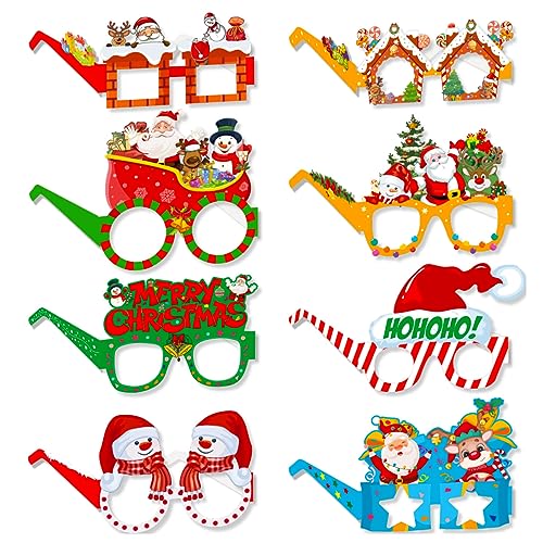 Qpout Weihnachtsbrillen für Kinder/Erwachsene, 24 Stück, Weihnachten Neuheits-Papierbrillen, Weihnachtsparty lustige Brillen, Weihnachten Party-Dekorationszubehör Fotoautomaten-Requisiten von Qpout