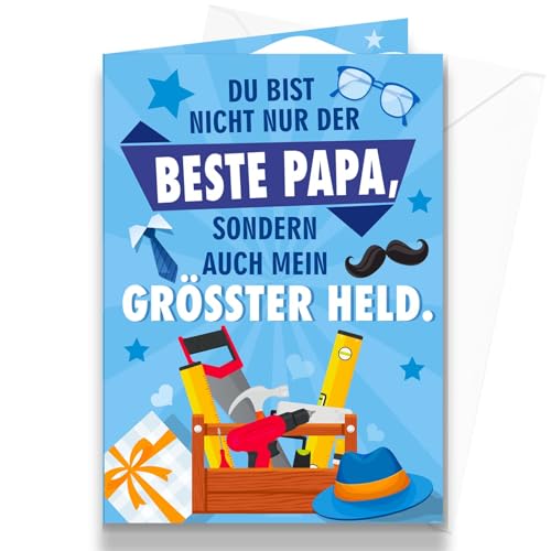 Vatertagskarte für den besten Papa der Welt Werkzeugkasten Design Klappkarte mit Umschlag Geschenkidee zu Vatertag Geburtstag Dankeschön Weltbester Papa Grußkarte Vatertagskarte für den besten Papa der Welt Werkzeugkasten Design Klappkarte mit Umschlag Geschenkidee zu Vatertag Geburtstag Dankeschön Weltbester Papa Grußkarte von Qpout