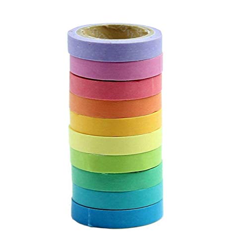 Qpower 1663 Dekorative Regenbogen Klebeband Papier Washi Klebeband DIY, 10 -er Pack von Katara
