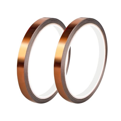 Qrity 2 Stück Hitzebeständig Klebeband, 10mm x 33m, Hochtemperaturband, Elektronische Isolierung, Polyimid Film Klebeband für 3D Drucker, Leiterplatten, Batterie Qrity 2 Stück Hitzebeständig Klebeband, 10mm x 33m, Hochtemperaturband, Elektronische Isolierung, Polyimid Film Klebeband für 3D Drucker, Leiterplatten, Batterie von Qrity