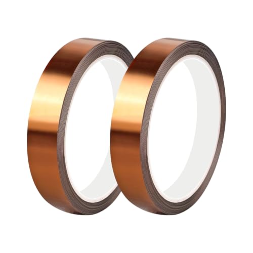 Qrity 2 Stück Hitzebeständig Klebeband, 20mm x 33m, Hochtemperaturband, Elektronische Isolierung, Polyimid Film Klebeband für 3D Drucker, Leiterplatten, Batterie von Qrity