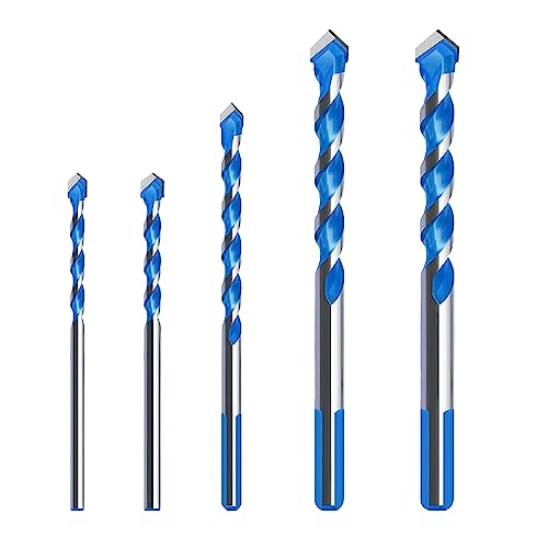 Qrity 5 Stück Multifunktionales Dreieckbohrer-Set aus Legierung, 3 mm / 4 mm / 6 mm / 8 mm / 10 mm, für Marmorfliesen, Keramik, Holz, Wand, Beton, Glasbohrer von Qrity
