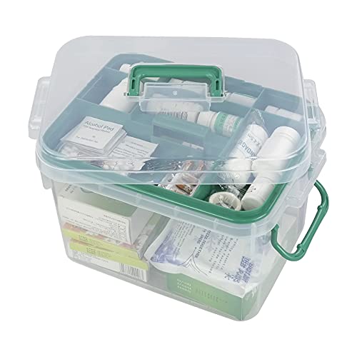 Qsbon 1 x durchsichtige Aufbewahrungsbox für die Familie, Erste-Hilfe-Box, Medikamentenbox Qsbon 1 x durchsichtige Aufbewahrungsbox für die Familie, Erste-Hilfe-Box, Medikamentenbox von Qskely