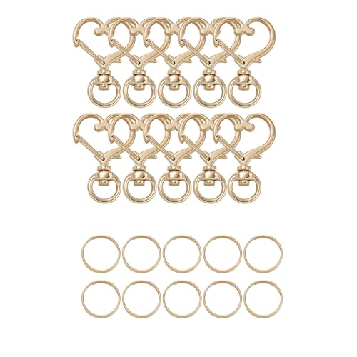 10 Stück herzförmiger drehbarer Karabinerverschluss mit Schlüsselringen für Schlüsselanhänger, Schmuckzubehör, Zincs, Legierung, Schlüsselanhänger-Zubehör 10 Stück herzförmiger drehbarer Karabinerverschluss mit Schlüsselringen für Schlüsselanhänger, Schmuckzubehör, Zincs, Legierung, Schlüsselanhänger-Zubehör von Qsvbeeqj