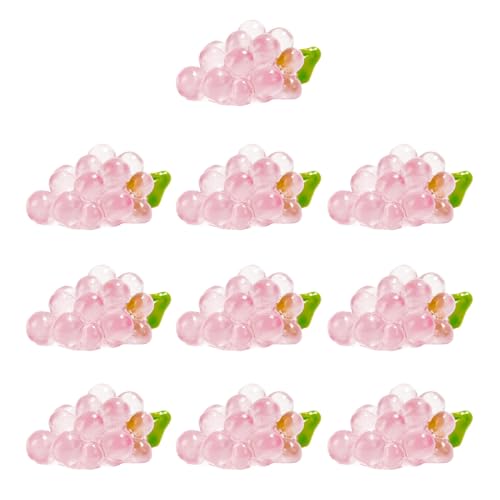 10 Stück leuchtende Trauben, Miniaturen, kleine Harz-Frucht-Cabochons für Schlüsselanhänger, Basteln und Schmuckdekoration, leuchtende Perlen von Qsvbeeqj
