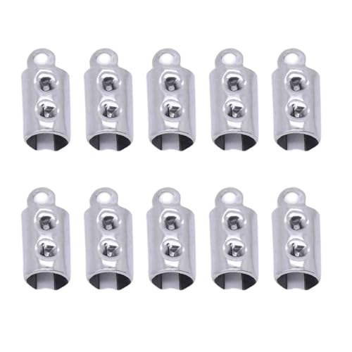 10pcs Runde Kanten Kabelendclip Edelstahl Seilklemmen Schmuckhandwerk Accessoires Armband Halskettenanschluss Einstellbare Lederkabelspitzen von Qsvbeeqj