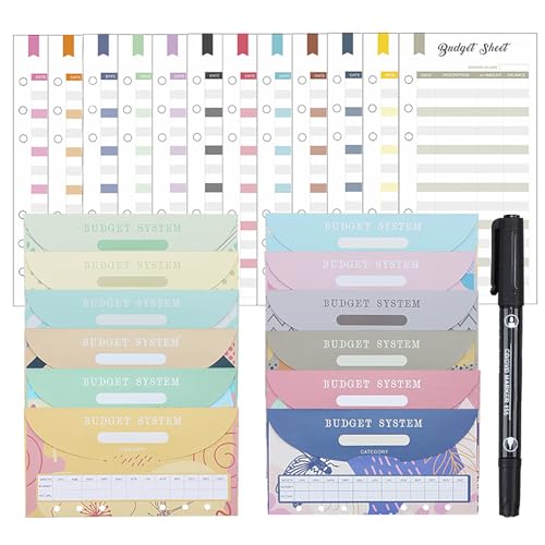 12pcs Budget Blatt Budget Nachfüllpapier 6-Löcher Stanzkosten Verfolgen Budgetblätter Mit 12 Umschlag Und Marker Stift 12pcs Budget Blatt Budget Nachfüllpapier 6-Löcher Stanzkosten Verfolgen Budgetblätter Mit 12 Umschlag Und Marker Stift von Qsvbeeqj