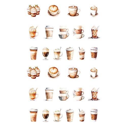 30 Blätter Dekorative Aufkleber Laptop Aufkleber Kleber Decal Coffee House Series Aufkleber Für Journaling Scrapbooking von Qsvbeeqj