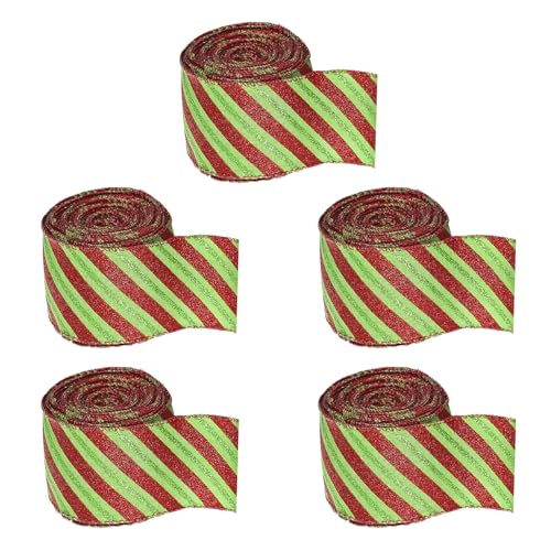 5 Rollen Festival glitzernde gestreifte Bänder handgefertigt Schleife Weihnachtsbaum Dekoration Verpackung Bänder für Party 5 Rollen Festival glitzernde gestreifte Bänder handgefertigt Schleife Weihnachtsbaum Dekoration Verpackung Bänder für Party von Qsvbeeqj