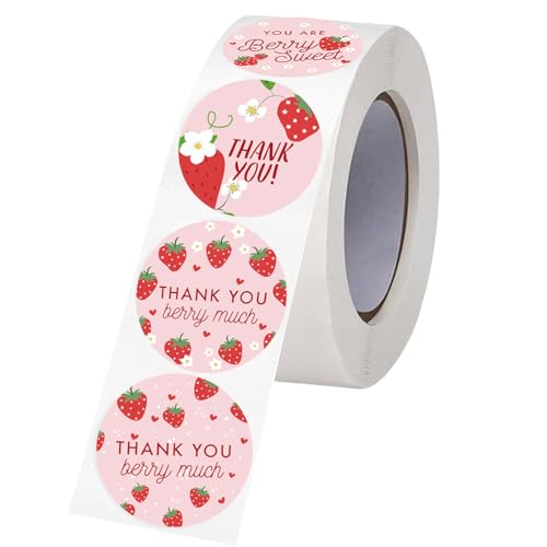 500pcs Strawberry Danke Danke Aufkleber Danke Label Verpackungsaufkleber Für Seal Envelope Card Candy Bag Wedding Papierpapierkleber Kleber Aufkleber von Qsvbeeqj