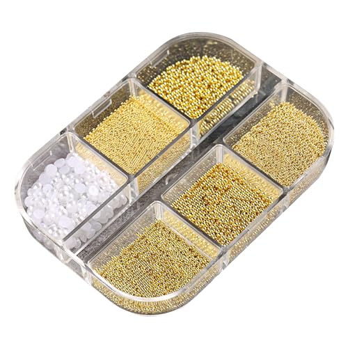 6 Gitter, gemischte Perlen aus Stahl, Perlen, Charms, Design, Kunst, Dekoration, Maniküre, Schmuck, Zubehör, Stahlperlen von Qsvbeeqj