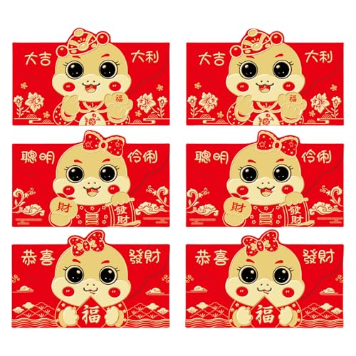 6pcs Neujahr Rötung Pakete Cartoon Schlangenjahr Themenumschläge Multifunktionales Chinesisches Zodiacs Geldpapierbeutel 6pcs Neujahr Rötung Pakete Cartoon Schlangenjahr Themenumschläge Multifunktionales Chinesisches Zodiacs Geldpapierbeutel von Qsvbeeqj