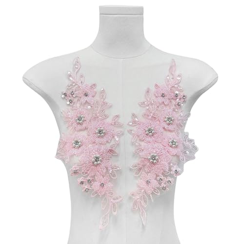 Bestickte Blumen-Aufnäher für Hochzeitskleid, Abendkleid, Perlen, Strass, zum Aufnähen, bestickte Applikation Bestickte Blumen-Aufnäher für Hochzeitskleid, Abendkleid, Perlen, Strass, zum Aufnähen, bestickte Applikation von Qsvbeeqj