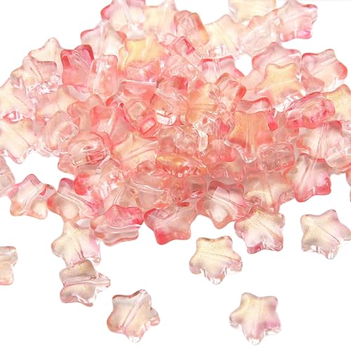Glasperlen mit geradem Loch, fünfeckig, Sternperlen für Halsketten und Ohrringe, Schmuckzubehör, 50 Stück Glasperlen mit geradem Loch, fünfeckig, Sternperlen für Halsketten und Ohrringe, Schmuckzubehör, 50 Stück von Qsvbeeqj