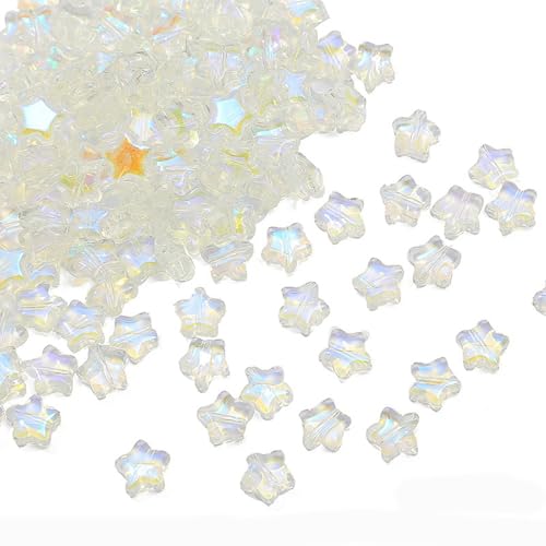 Glasperlen mit geradem Loch, fünfeckig, Sternperlen für Halsketten und Ohrringe, Schmuckzubehör, 50 Stück Glasperlen mit geradem Loch, fünfeckig, Sternperlen für Halsketten und Ohrringe, Schmuckzubehör, 50 Stück von Qsvbeeqj