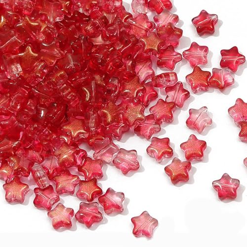Glasperlen mit geradem Loch, fünfeckig, Sternperlen für Halsketten und Ohrringe, Schmuckzubehör, 50 Stück Glasperlen mit geradem Loch, fünfeckig, Sternperlen für Halsketten und Ohrringe, Schmuckzubehör, 50 Stück von Qsvbeeqj
