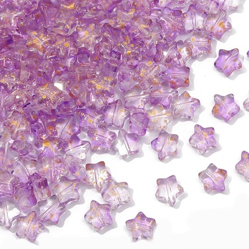 Glasperlen mit geradem Loch, fünfeckig, Sternperlen für Halsketten und Ohrringe, Schmuckzubehör, 50 Stück Glasperlen mit geradem Loch, fünfeckig, Sternperlen für Halsketten und Ohrringe, Schmuckzubehör, 50 Stück von Qsvbeeqj
