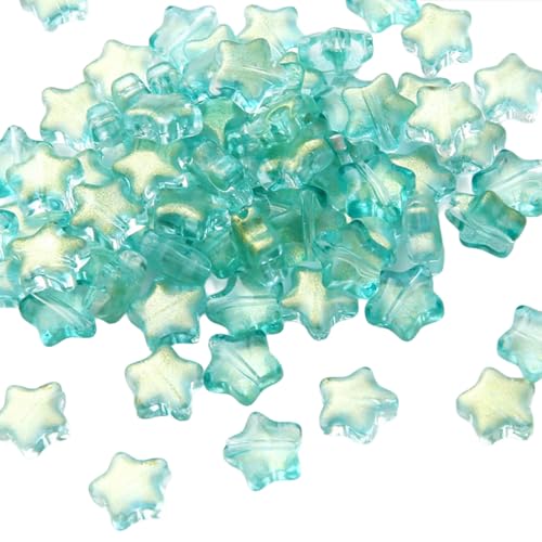 Glasperlen mit geradem Loch, fünfeckig, Sternperlen für Halsketten und Ohrringe, Schmuckzubehör, 50 Stück Glasperlen mit geradem Loch, fünfeckig, Sternperlen für Halsketten und Ohrringe, Schmuckzubehör, 50 Stück von Qsvbeeqj