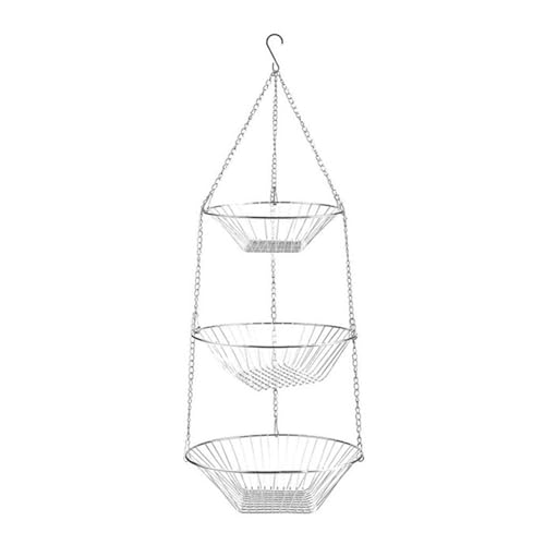 Hängekorb mit 3 Ebenen, Obstkorb, Gemüsehalter für Decke, Küche, Schmiedeeisen, Drahtkette, Aufbewahrungsregal, Dekoration, Hängekorb Hängekorb mit 3 Ebenen, Obstkorb, Gemüsehalter für Decke, Küche, Schmiedeeisen, Drahtkette, Aufbewahrungsregal, Dekoration, Hängekorb von Qsvbeeqj