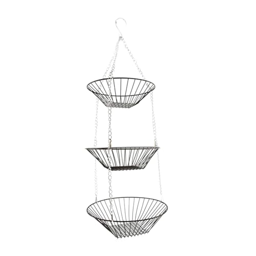 Hängekorb mit 3 Ebenen, Obstkorb, Gemüsehalter für Decke, Küche, Schmiedeeisen, Drahtkette, Aufbewahrungsregal, Dekoration, Hängekorb Hängekorb mit 3 Ebenen, Obstkorb, Gemüsehalter für Decke, Küche, Schmiedeeisen, Drahtkette, Aufbewahrungsregal, Dekoration, Hängekorb von Qsvbeeqj