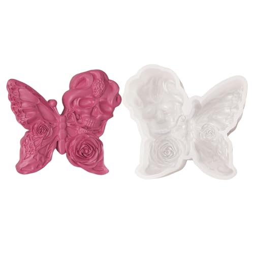 Halloween-Formen aus Silikon, Motiv: Rose, Totenkopf, Schlange, Schmetterling, Epoxidharz, Heimdekoration von Qsvbeeqj