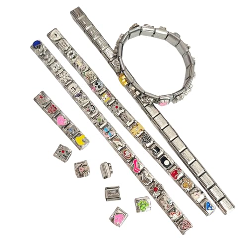 Italienisches Charm-Modul-Set, austauschbare Edelstahl-Module, Verbindungselemente, Schmuckherstellung, Unisex, italienisch, 100 Stück Italienisches Charm-Modul-Set, austauschbare Edelstahl-Module, Verbindungselemente, Schmuckherstellung, Unisex, italienisch, 100 Stück von Qsvbeeqj