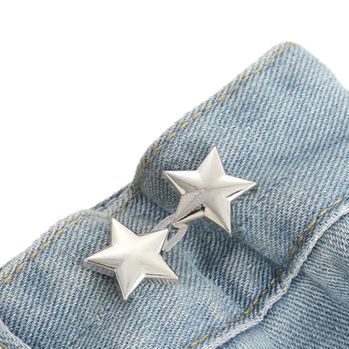 Jeansknopfnadeln, verstellbare Taillenschnalle, Stern, Hosennadel, kein Nähen, Stern, strafft die Taille, sofortiger Knopf für Hose von Qsvbeeqj