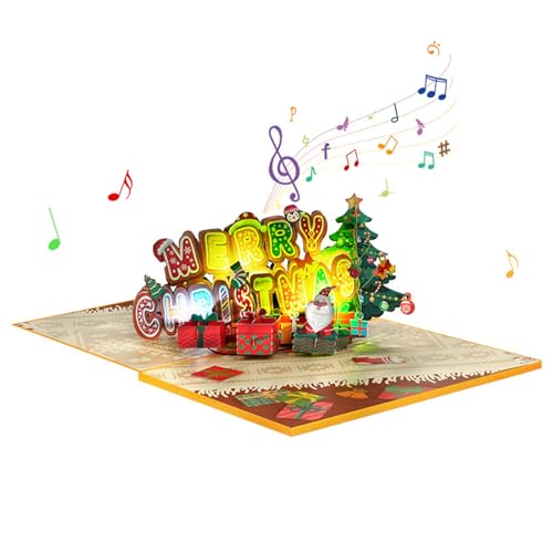 Kreative Weihnachten 3D Popup Grußkarte mit Musik Elegante 3D Popup Weihnachtsgruß Papierkarte mit Musik von Qsvbeeqj
