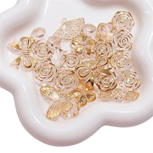 Modische Acrylperlen mit goldfarbenen Details, tragbares Bastelzubehör zum Personalisieren von Schmuckherstellung Modische Acrylperlen mit goldfarbenen Details, tragbares Bastelzubehör zum Personalisieren von Schmuckherstellung von Qsvbeeqj