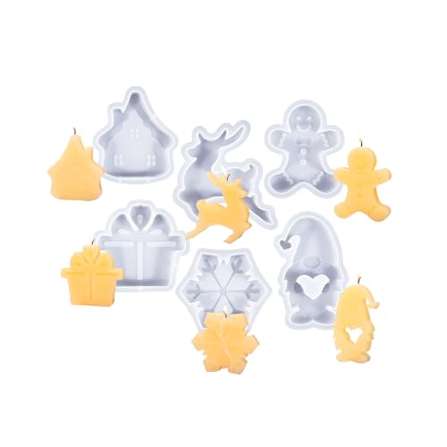 Qsvbeeqj 6 x handgefertigte Haus-Silikonformen, Weihnachts-Serie, Gießformen, Ornament, Bastelbedarf, Gipsformen von Qsvbeeqj