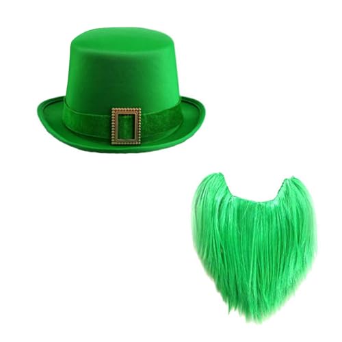 Qsvbeeqj Festliches Zubehör zum Patrick's Day, grüner Hut mit Elfenbart und Hut Dekoration für Themenpartys von Qsvbeeqj