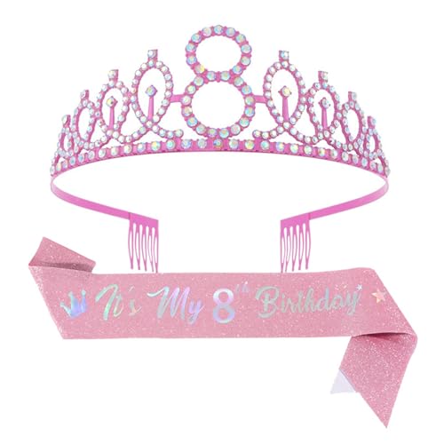 Qsvbeeqj Geburtstagskrone mit auffälligen Strasssteinen und Zahlenband für Mädchen, Prinzessin, Partydekoration für Kinder Qsvbeeqj Geburtstagskrone mit auffälligen Strasssteinen und Zahlenband für Mädchen, Prinzessin, Partydekoration für Kinder von Qsvbeeqj