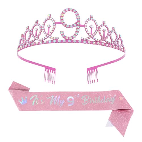 Qsvbeeqj Glitzernde Strass-Geburtstagskrone mit nummeriertem Band für Mädchen, Prinzessinnen, Kinderpartydekoration Qsvbeeqj Glitzernde Strass-Geburtstagskrone mit nummeriertem Band für Mädchen, Prinzessinnen, Kinderpartydekoration von Qsvbeeqj
