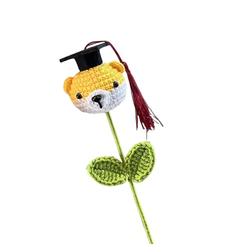 Qsvbeeqj Handgefertigter Häkelblumen-Abschlusshut für Jungen / Mädchen / Hunde, künstlicher Blumenstrauß, stilvolle akademische Leistung von Qsvbeeqj