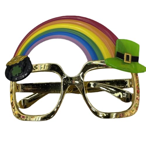Qsvbeeqj Patricks Day Brille Regenbogen Kleeblatt Rahmen Brille Patricks Brille Irische Brille Patricks Day Cosplay Zubehör von Qsvbeeqj