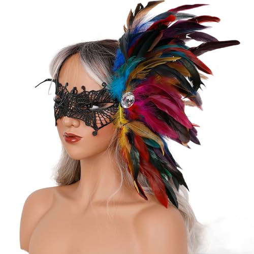 Qsvbeeqj Strass-Spitzen-Maskeraden, Venezianer für Damen, Halloween, Weihnachten, halbes Gesicht, Cosplay, Requisiten, Maskeraden von Qsvbeeqj