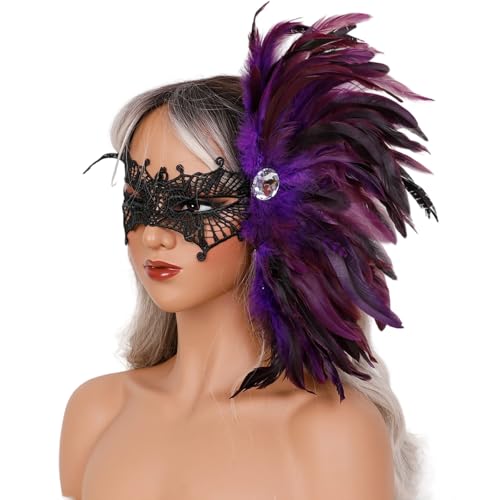 Qsvbeeqj Strass-Spitzen-Maskeraden, Venezianer für Damen, Halloween, Weihnachten, halbes Gesicht, Cosplay, Requisiten, Maskeraden von Qsvbeeqj