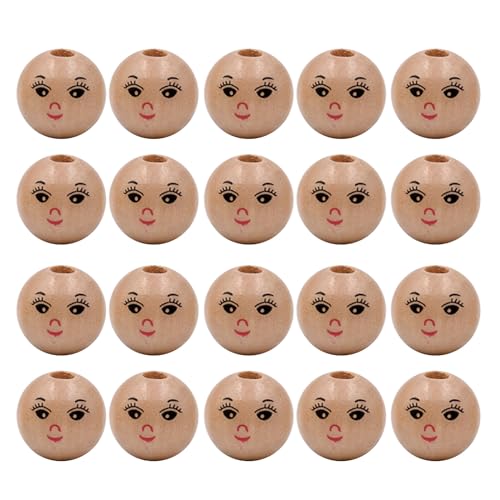 Runde Holzperlen mit Loch, Cartoon-Gesicht, Puppenkopf, Perlen, Abstandshalter, 20 Stück Runde Holzperlen mit Loch, Cartoon-Gesicht, Puppenkopf, Perlen, Abstandshalter, 20 Stück von Qsvbeeqj