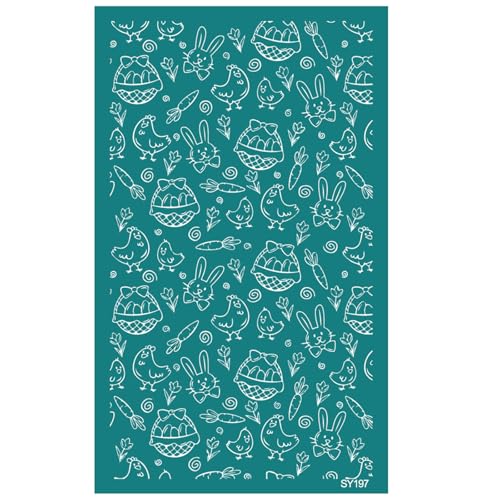 Seidensiebdruck-Schablonen mit Hasen-Eierschalen, 16,3 x 10,2 cm, waschbar, Siebdruck-Schablonen für Ton, Ohrringe, Schmuckherstellung von Qsvbeeqj