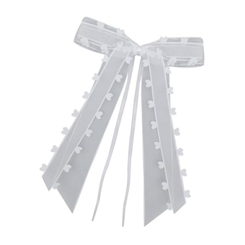 Set mit 30 weißen herzförmigen Schleifen, weiße Hochzeits-Herzbänder, Schleife, hängende Ornamente für Auto-Dekoration von Qsvbeeqj
