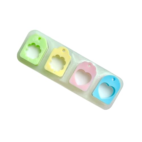 Set mit 4 eleganten Anhänger-Silikonformen für Epoxidharz, hängende Ornamente, Gießformen für Schmuck und Schlüsselanhänger, Kunstharz-Formen von Qsvbeeqj