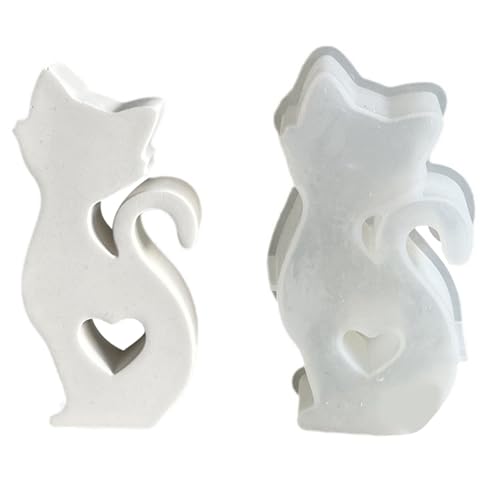 Silikonform für die Herstellung von ausgehöhlten Herzen, Katzen, Seifen, Formen, Projekten, Epoxidharzen von Qsvbeeqj