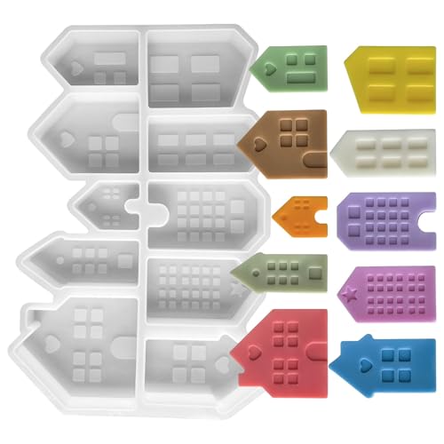 Silikonformen für handgefertigte Seife, Kabinenform, Silikonformen für Epoxidharz, Silikon, Kamin-Hausform, 10 Mulden Silikonformen für handgefertigte Seife, Kabinenform, Silikonformen für Epoxidharz, Silikon, Kamin-Hausform, 10 Mulden von Qsvbeeqj