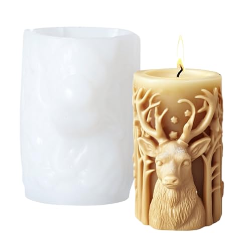 Silikonformen mit Weihnachtsmotiv für die Herstellung von Seife, Heimdekoration, zylinderförmig, geschnitzte Harz-Silikonformen von Qsvbeeqj