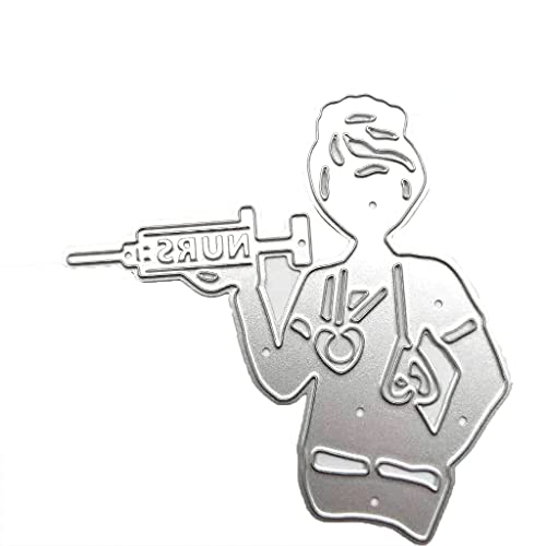 Stanzschablonen für Krankenschwestern, Karbonstahl, dekorative Prägepapier-Stanzform für Kartenherstellung, Scrapbooking, Lesezeichen, Metall-Stanzformen von Qsvbeeqj