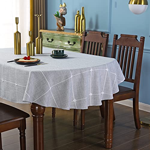 QsyyHome Ovale Gitter-Tischdecke, rustikale Stickerei, Baumwoll-Leinenstoff, grau kariert, Tischdecken für Küche, Esszimmer, Party, Tischdekoration, 152,4 x 213,4 cm QsyyHome Ovale Gitter-Tischdecke, rustikale Stickerei, Baumwoll-Leinenstoff, grau kariert, Tischdecken für Küche, Esszimmer, Party, Tischdekoration, 152,4 x 213,4 cm von QsyyHome