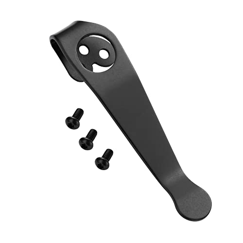 Titanium Deep Carry Pocket Clip für Spyderco Para 3 und Smock Messer, Premium Maßgeschneiderter Taschenclip mit 3 Stück Schrauben, Schwarz Titanium Deep Carry Pocket Clip für Spyderco Para 3 und Smock Messer, Premium Maßgeschneiderter Taschenclip mit 3 Stück Schrauben, Schwarz von Qtcial