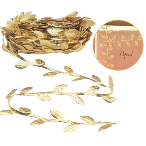 10M Streifen Geschenkband, Geschenk Luftschlangen Künstliche Pflanzen Bänder Blatt Stirnbänder Gold Blattbesatzband für DIY Handwerk, Hochzeit, Party, Hausgarten, Tischdeko, Geschenkverpackung 10M Streifen Geschenkband, Geschenk Luftschlangen Künstliche Pflanzen Bänder Blatt Stirnbänder Gold Blattbesatzband für DIY Handwerk, Hochzeit, Party, Hausgarten, Tischdeko, Geschenkverpackung von Qtksceadlnce