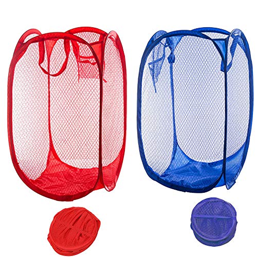 Qtopun Wäschekorb aus Netzstoff, faltbar, 2 Stück, tragbar, schmutzig, faltbar, für Schlafzimmer, Kinderzimmer, Studentenschlafsaal und Reisen Dark Blue+red Qtopun Wäschekorb aus Netzstoff, faltbar, 2 Stück, tragbar, schmutzig, faltbar, für Schlafzimmer, Kinderzimmer, Studentenschlafsaal und Reisen Dark Blue+red von Qtopun